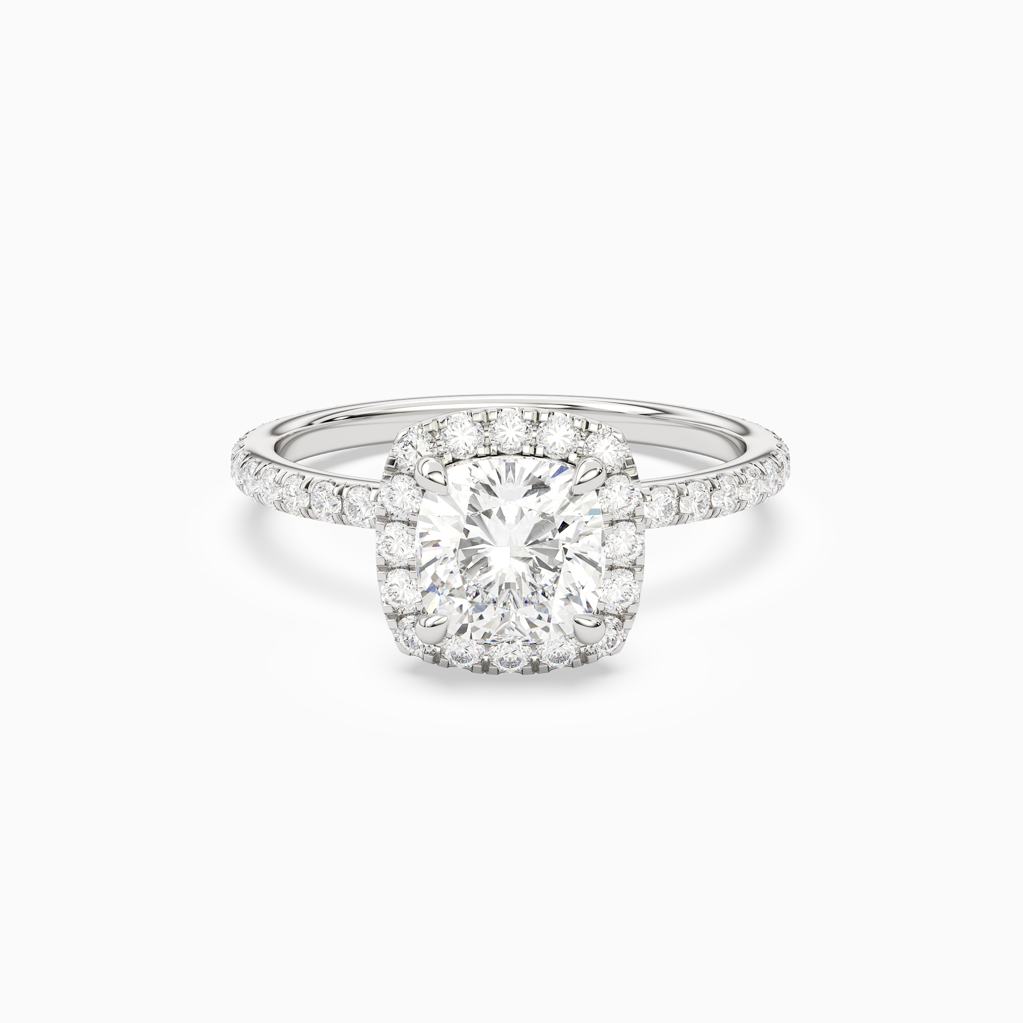 Cushion Scalloped Halo Pavé in Platinum main white