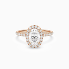 Oval Scalloped Halo Pavé in 14K Rose Gold main white