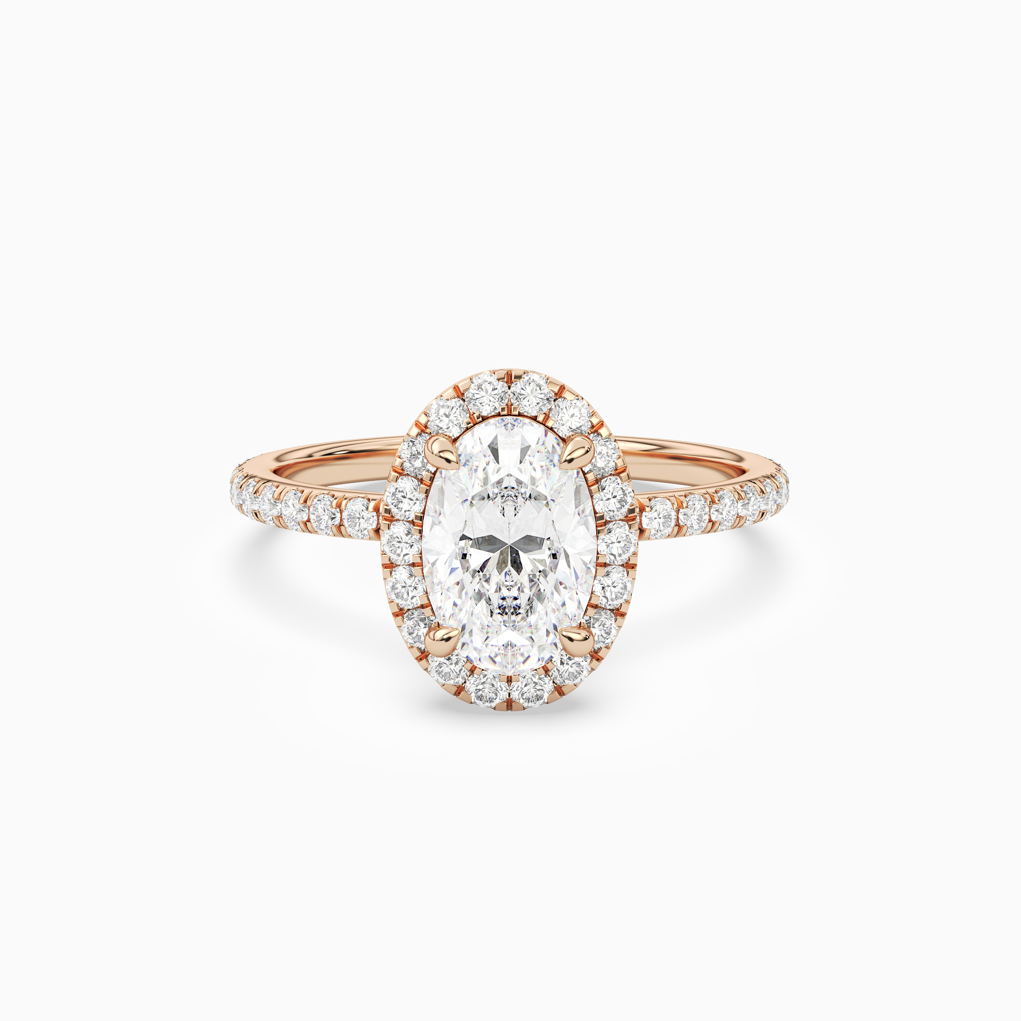 Oval Scalloped Halo Pavé in 14K Rose Gold main white