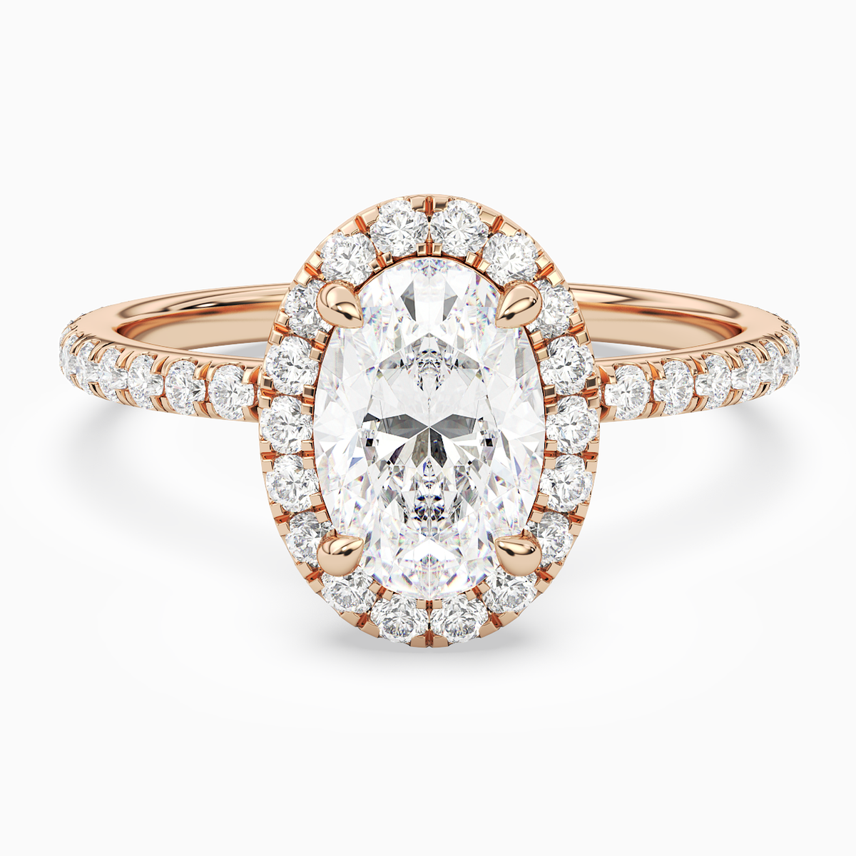 Oval Scalloped Halo Pavé in 14K Rose Gold main white