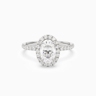 Oval Scalloped Halo Pavé in 18K White Gold main white