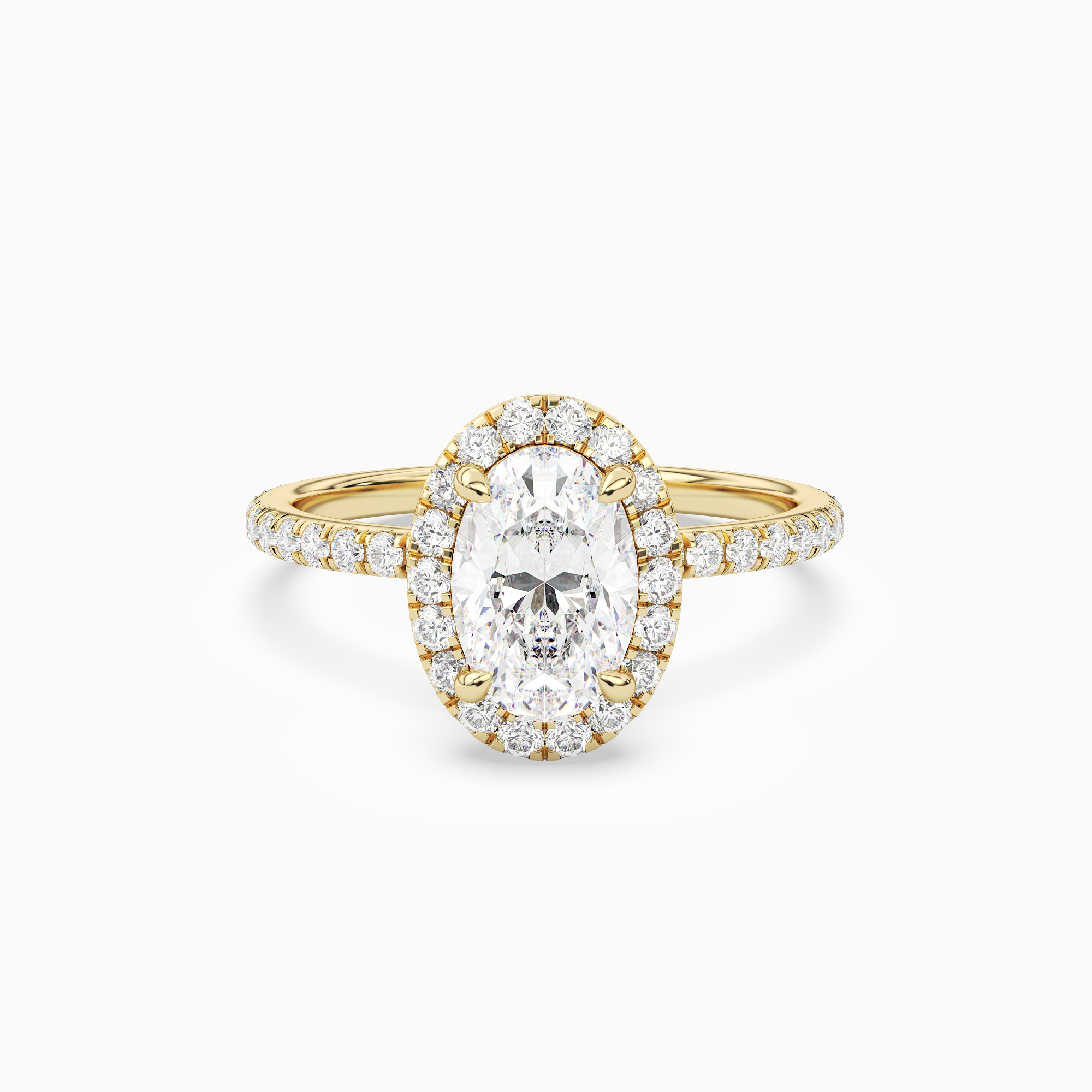 Oval Scalloped Halo Pavé in 18K Yellow Gold main white