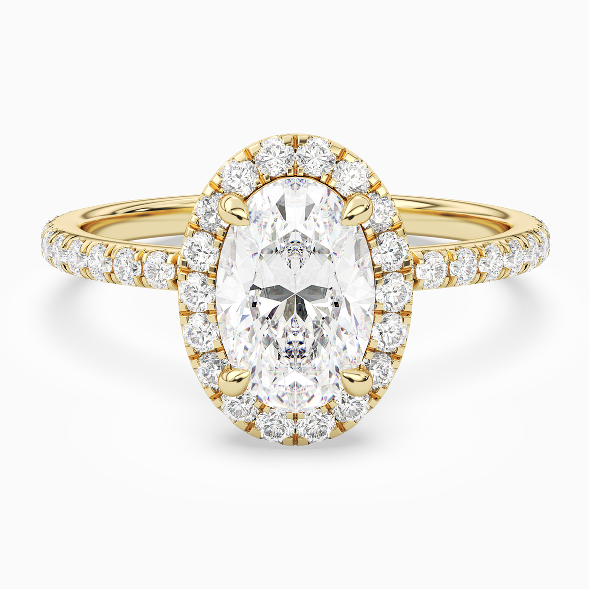 Oval Scalloped Halo Pavé in 18K Yellow Gold main white