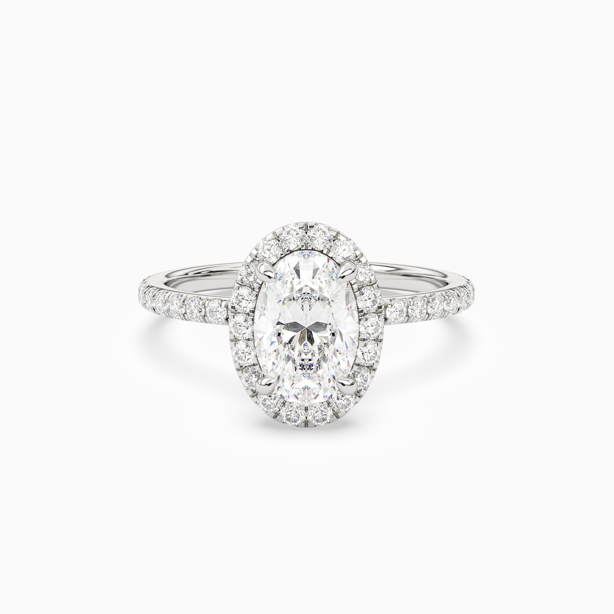 Oval Scalloped Halo Pavé in Platinum main white