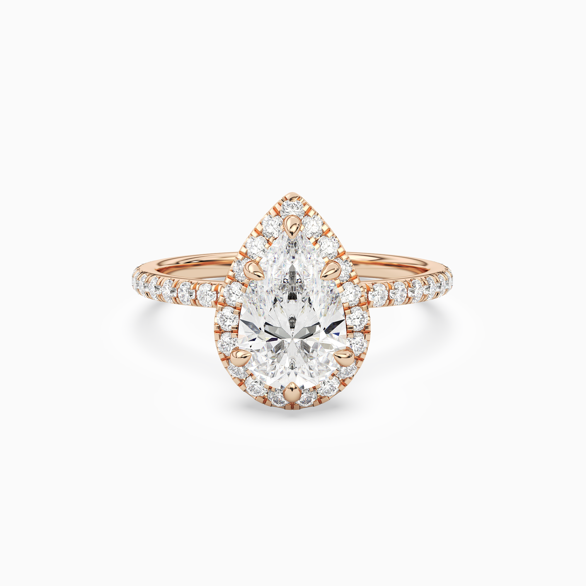 Pear Scalloped Halo Pavé in 14K Rose Gold main white