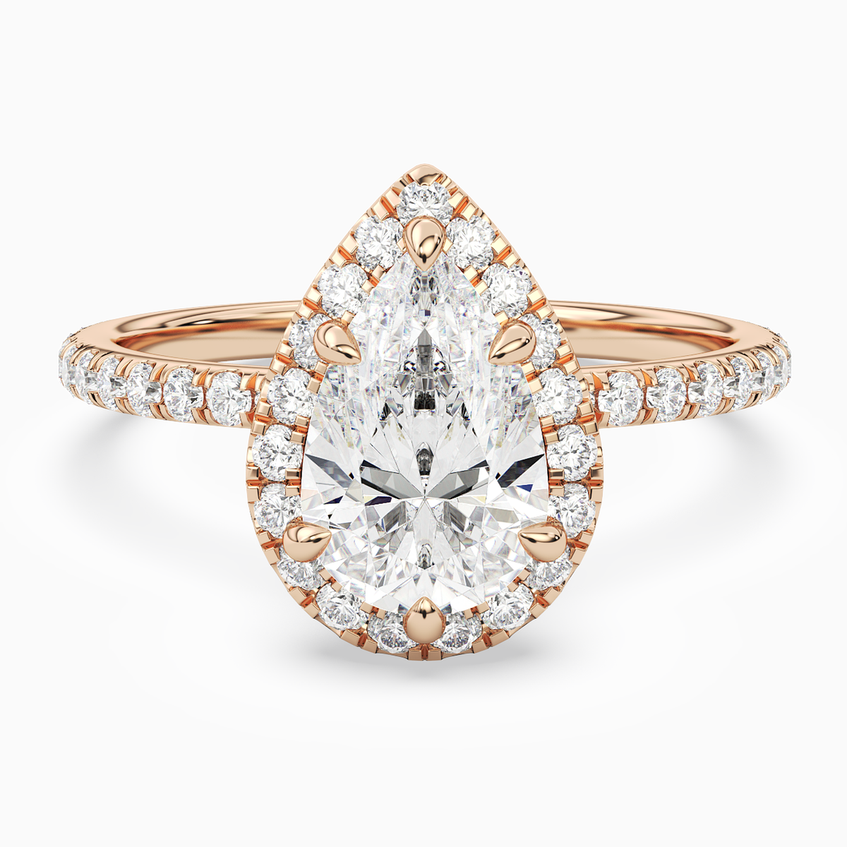 Pear Scalloped Halo Pavé in 14K Rose Gold main white
