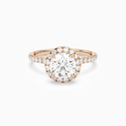 Round Scalloped Halo Pavé in 14K Rose Gold main white