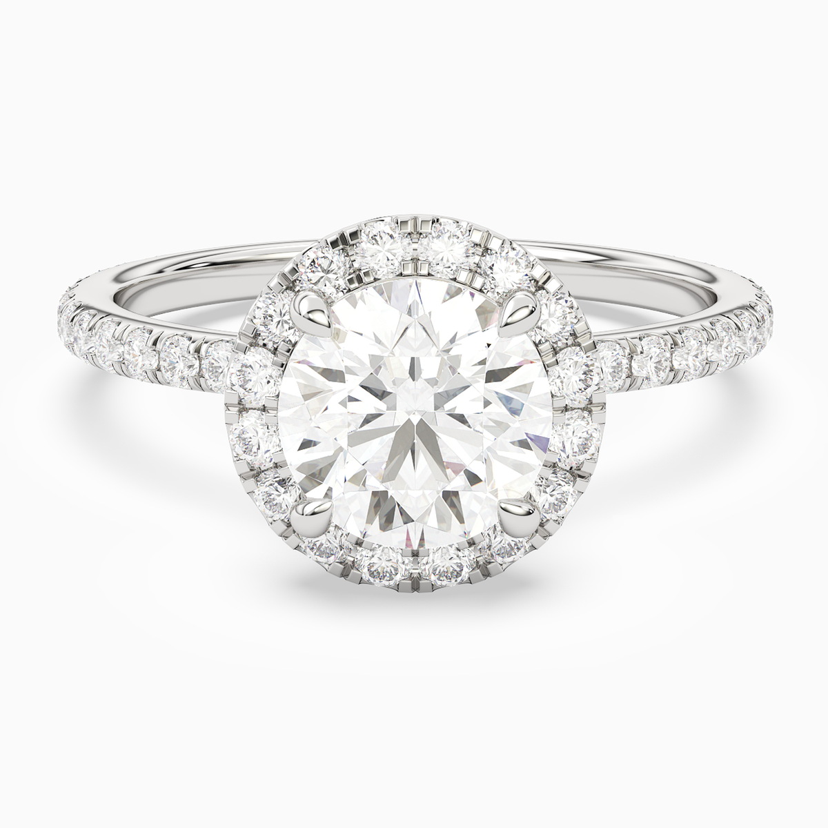 Round Scalloped Halo Pavé in 14K White Gold main white