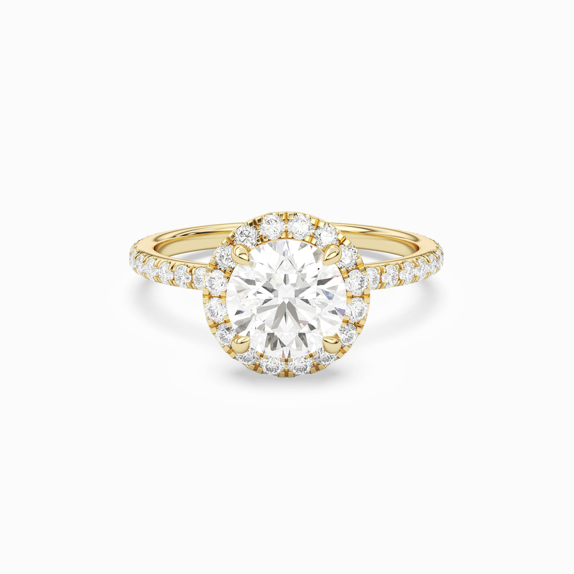 Round Scalloped Halo Pavé in 18K Yellow Gold main white