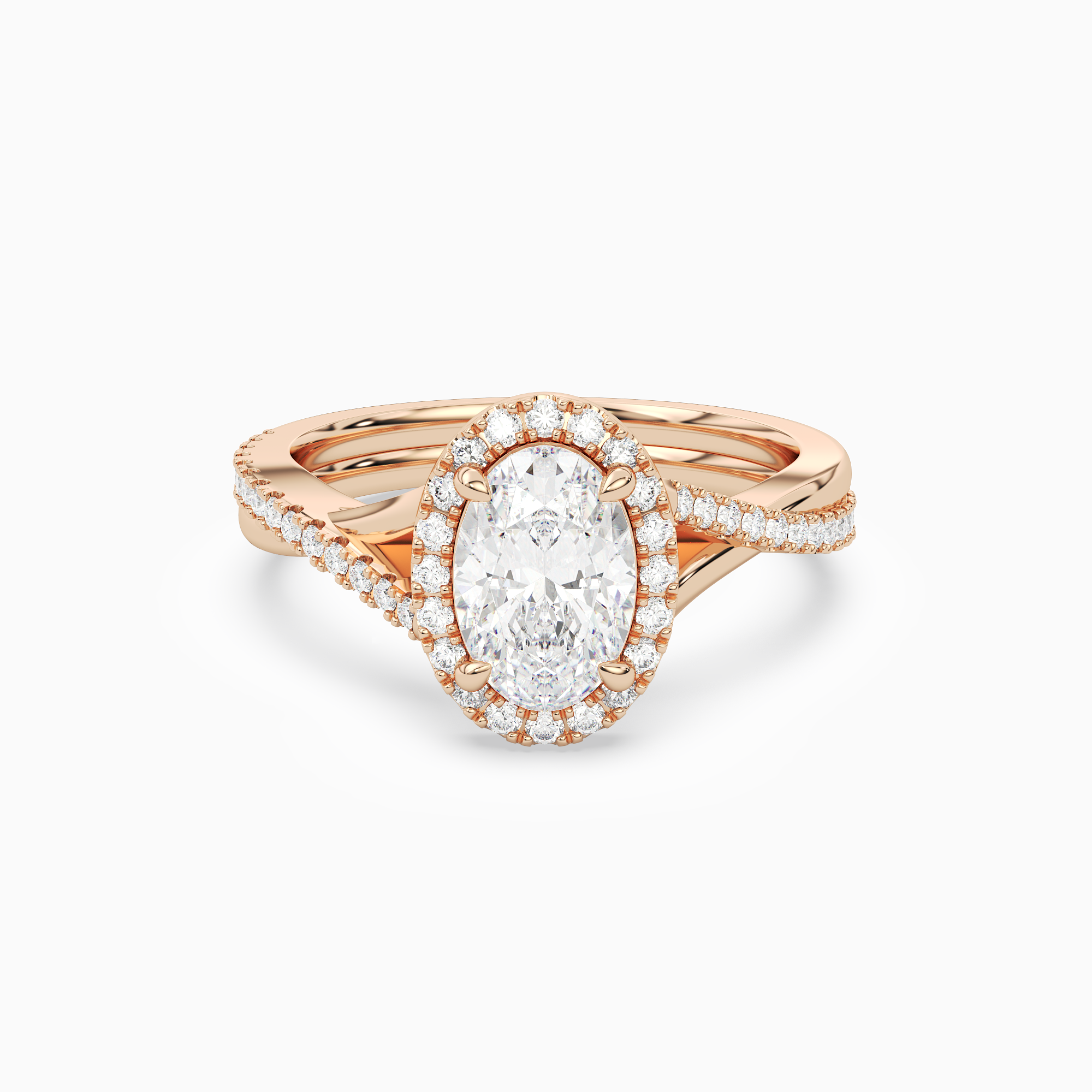 Oval Twisted Halo in 14K Rose Gold main white