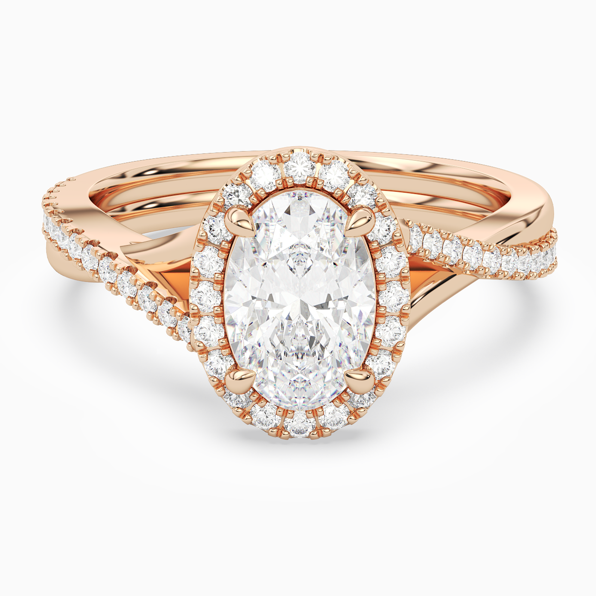 Oval Twisted Halo in 14K Rose Gold main white