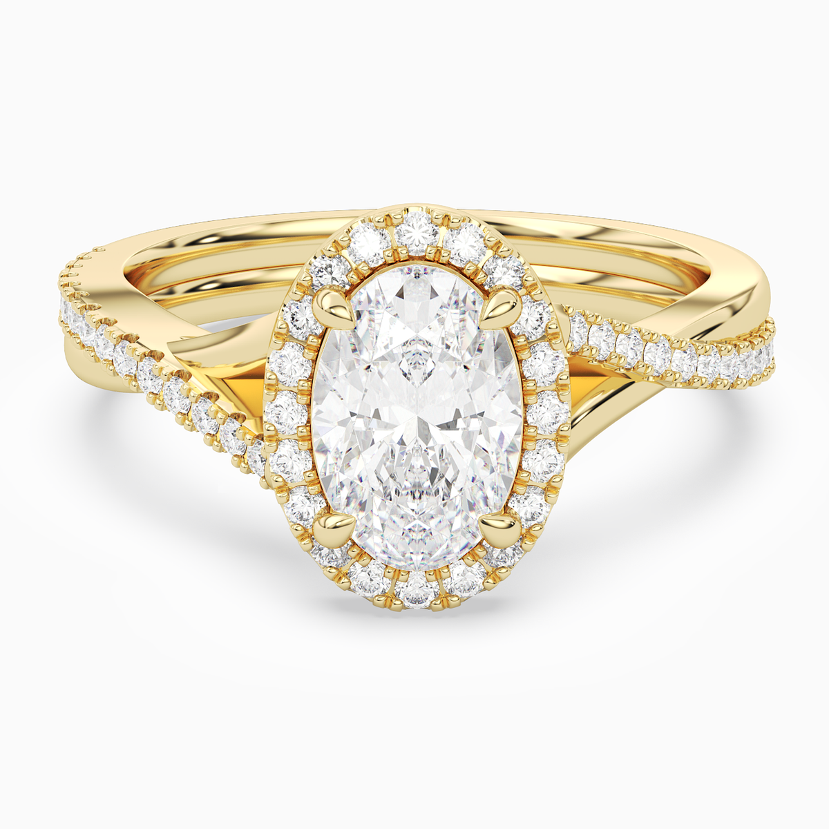 Oval Twisted Halo in 14K Yellow Gold main white