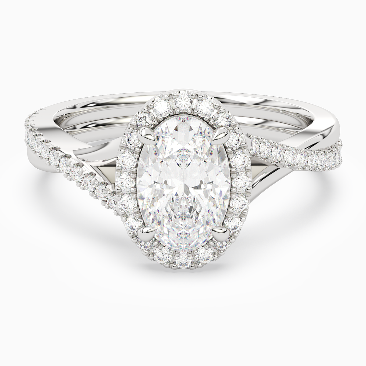 Oval Twisted Halo in 18K White Gold main white