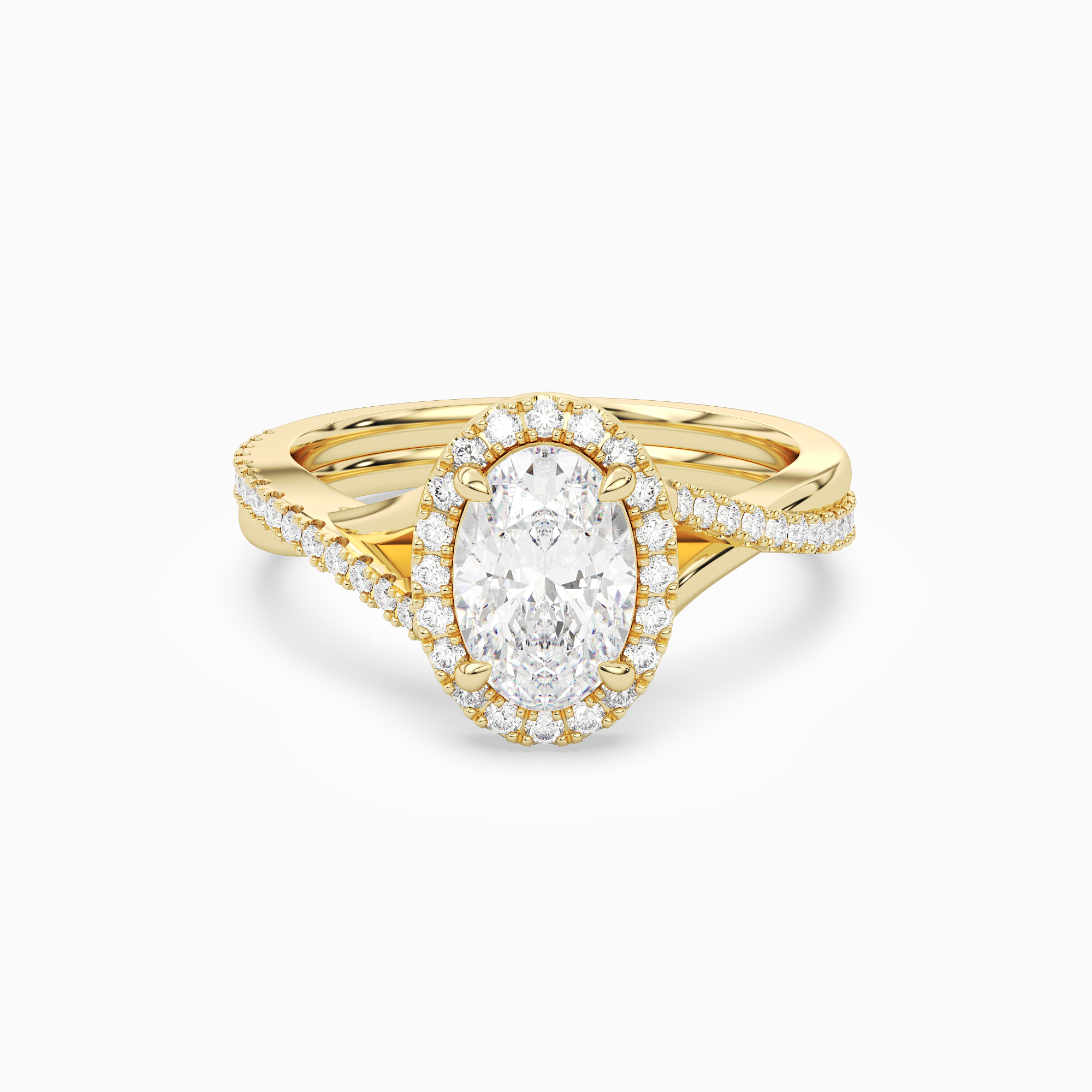 Oval Twisted Halo in 18K Yellow Gold main white
