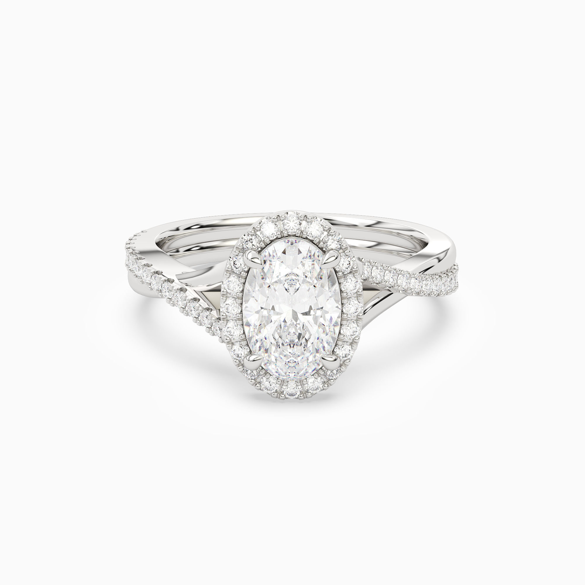 Oval Twisted Halo in Platinum main white