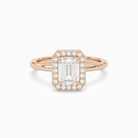 Emerald Compact Halo in 14K Rose Gold main white