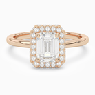 Emerald Compact Halo in 14K Rose Gold main white