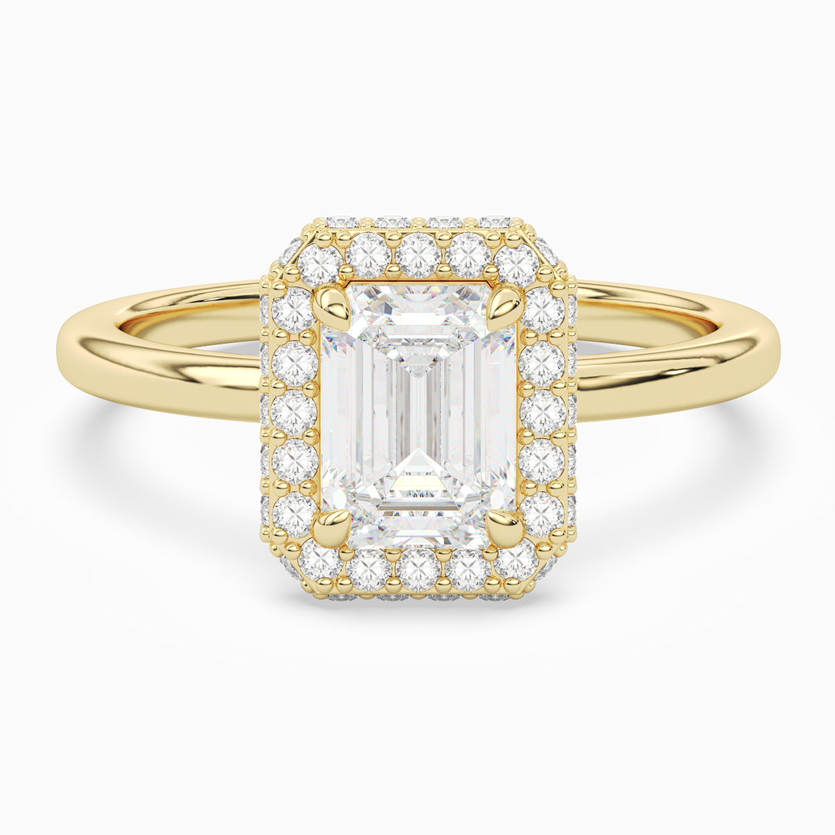 Emerald Compact Halo in 14K Yellow Gold main white