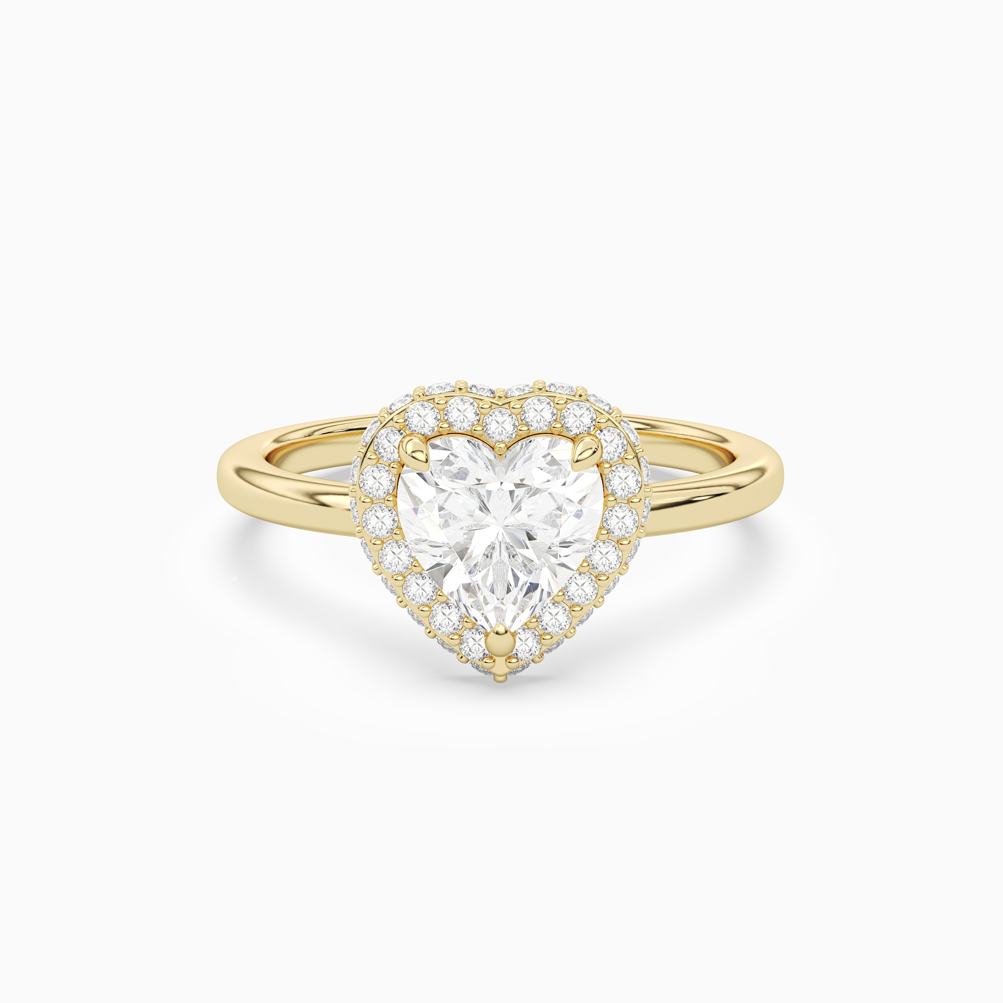 Heart Compact Halo in 14K Yellow Gold main white