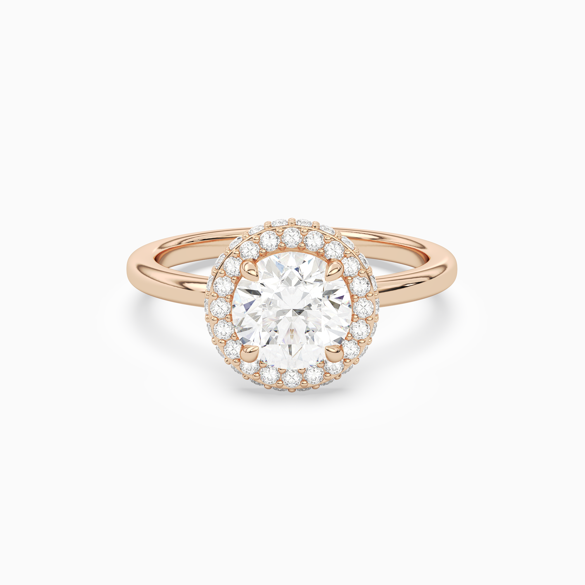 Round Compact Halo in 14K Rose Gold main white