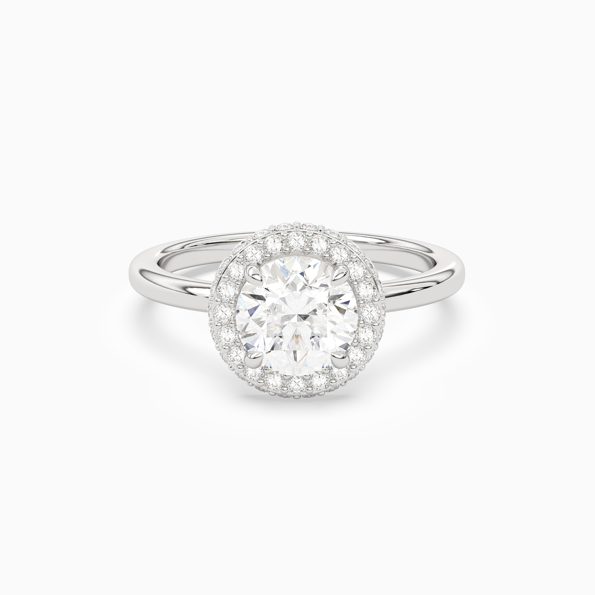 Round Compact Halo in 14K White Gold main white