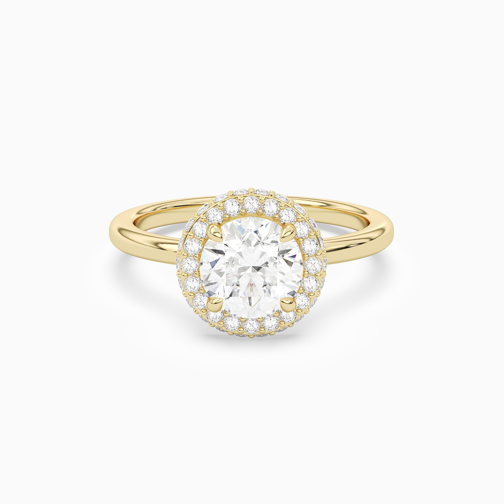 Round Compact Halo in 14K Yellow Gold main white