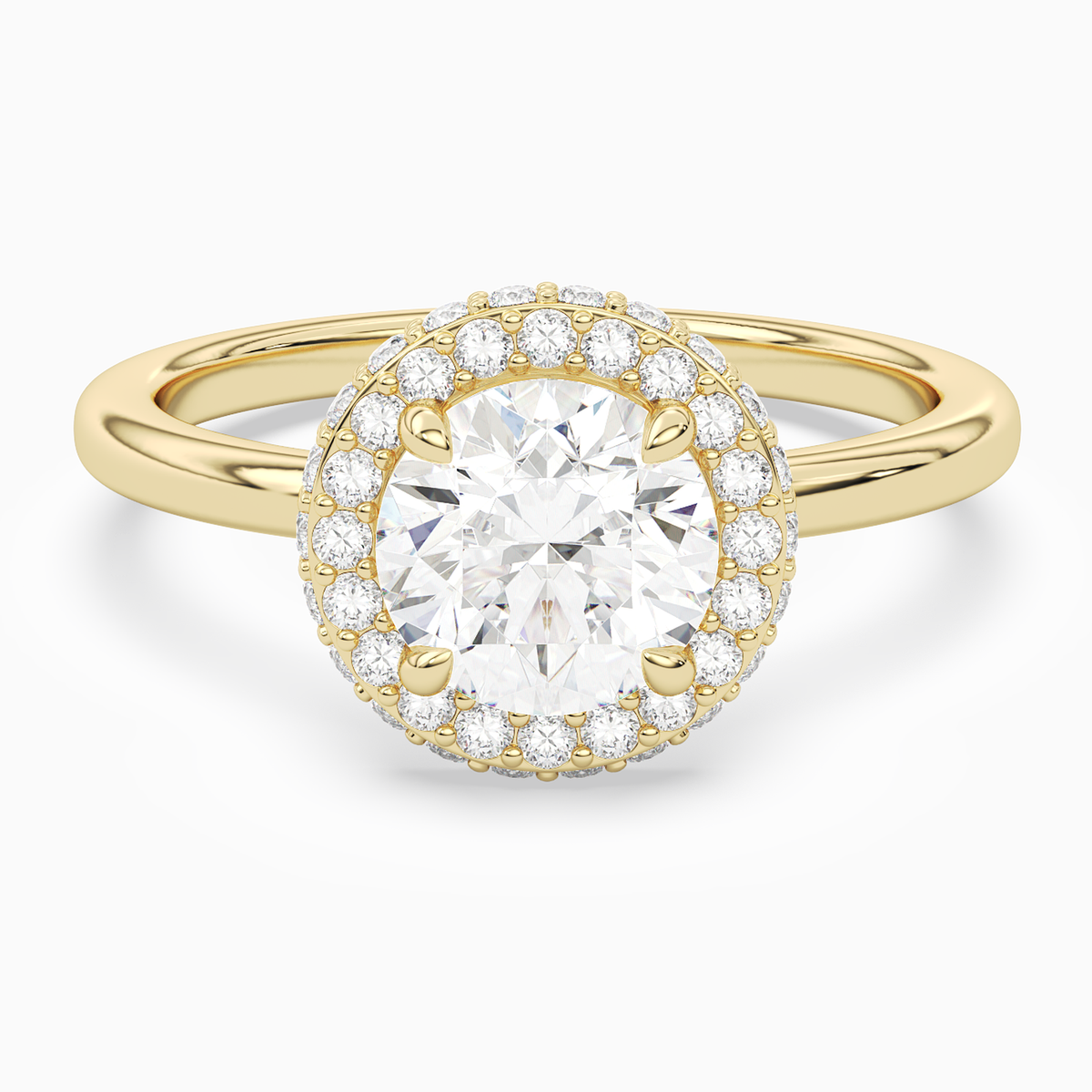 Round Compact Halo in 14K Yellow Gold main white