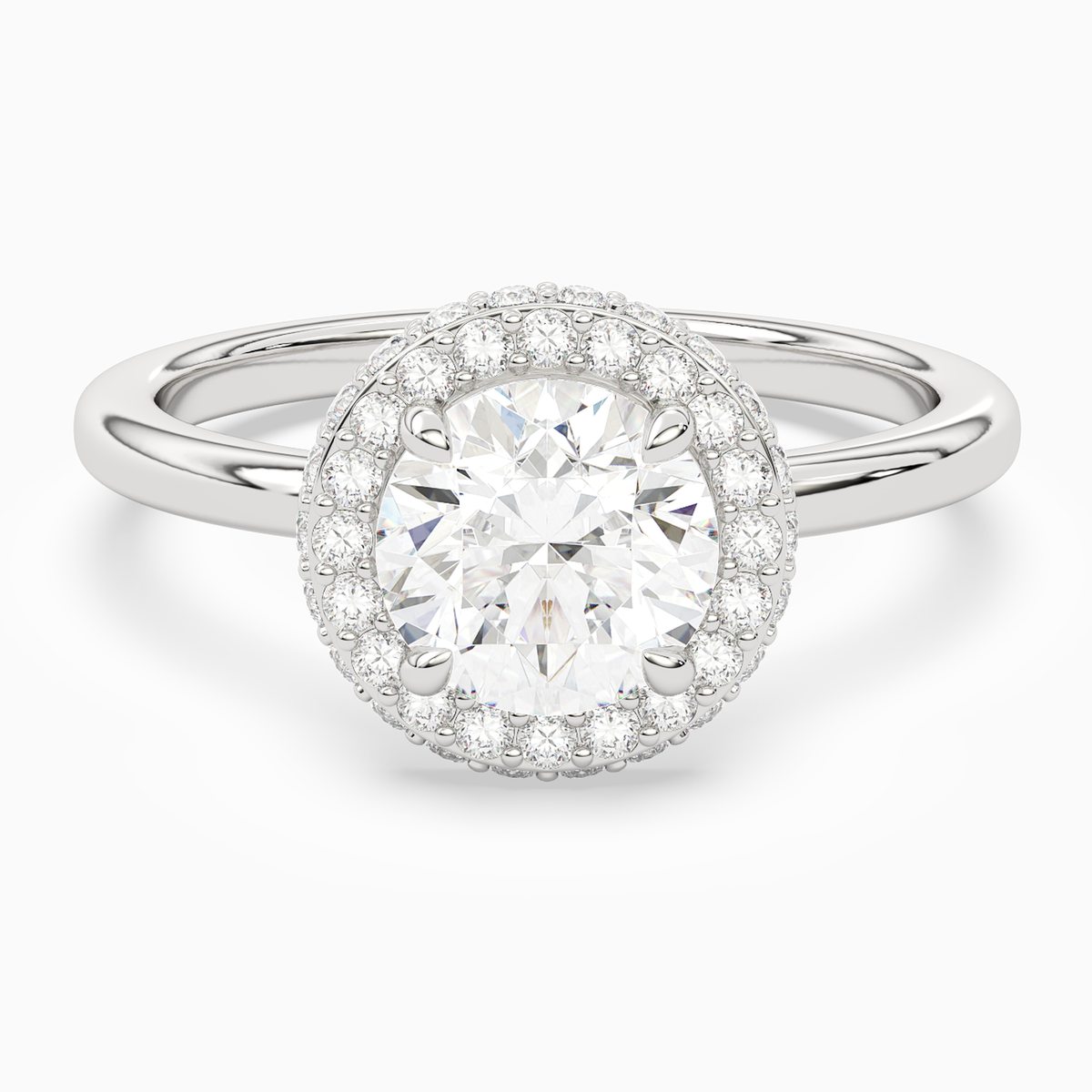 Round Compact Halo in 18K White Gold main white