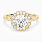 Round Floral Halo in 18K Yellow Gold main white