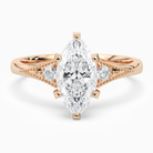 Marquise Milgrain Shoulder Side Stone Ring in 14K Rose Gold main white