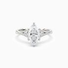 Marquise Milgrain Shoulder Side Stone Ring in 14K White Gold main white