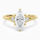 Marquise Milgrain Shoulder Side Stone Ring in 14K Yellow Gold main white