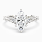 Marquise Milgrain Shoulder Side Stone Ring in 18K White Gold main white