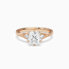 Round Milgrain Shoulder Side Stone Ring in 14K Rose Gold main white