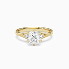 Round Milgrain Shoulder Side Stone Ring in 18K Yellow Gold main white