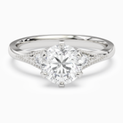 Round Milgrain Shoulder Side Stone Ring in Platinum main white