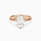 Marquise Engraved Vintage Side Stone Ring in 14K Rose Gold main white