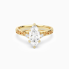 Marquise Engraved Vintage Side Stone Ring in 18K Yellow Gold main white