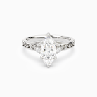 Marquise Engraved Vintage Side Stone Ring in Platinum main white