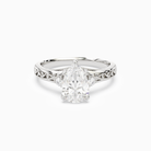 Pear Engraved Vintage Side Stone Ring in Platinum main white