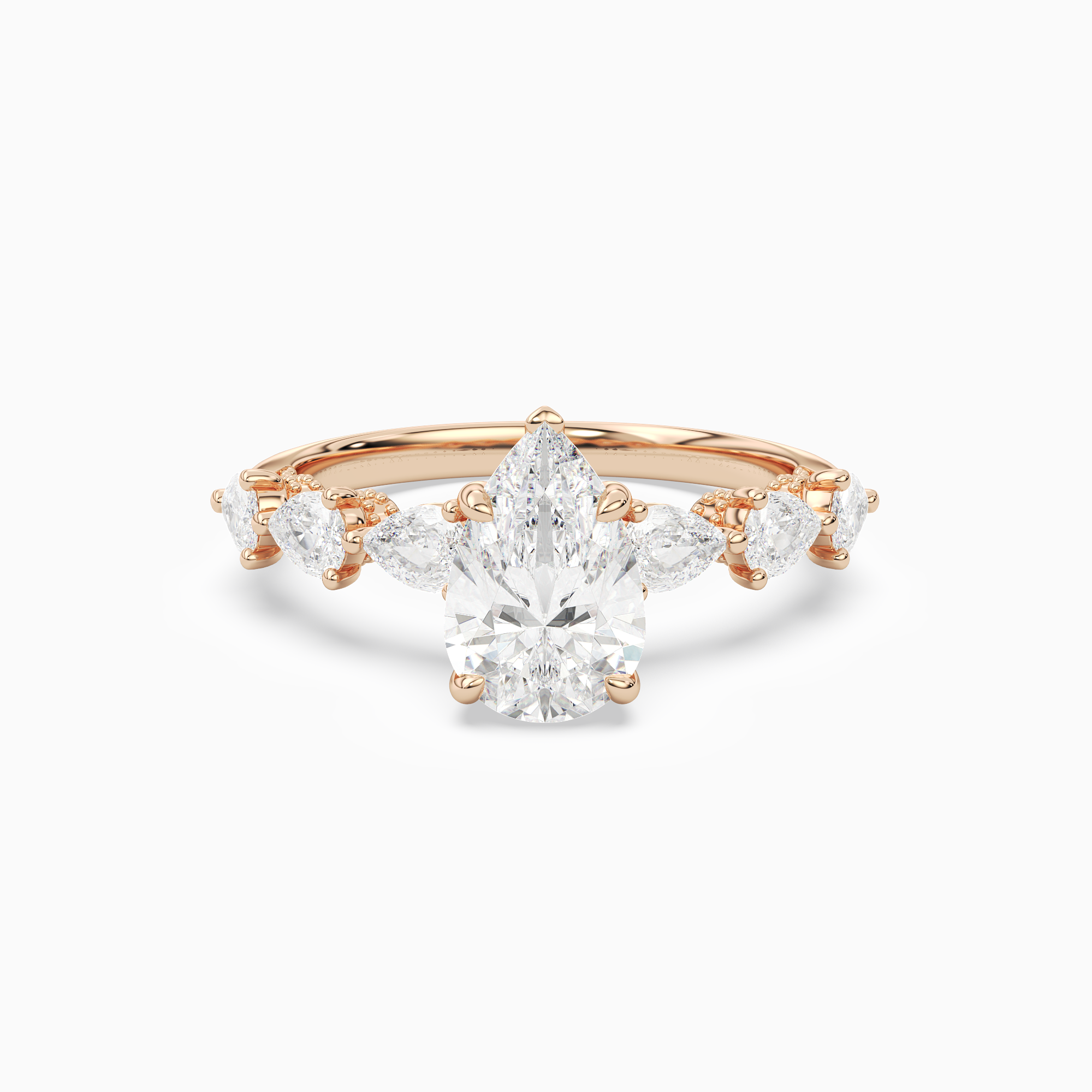 Pear Crescent Pear Side Stone in 14K Rose Gold main white