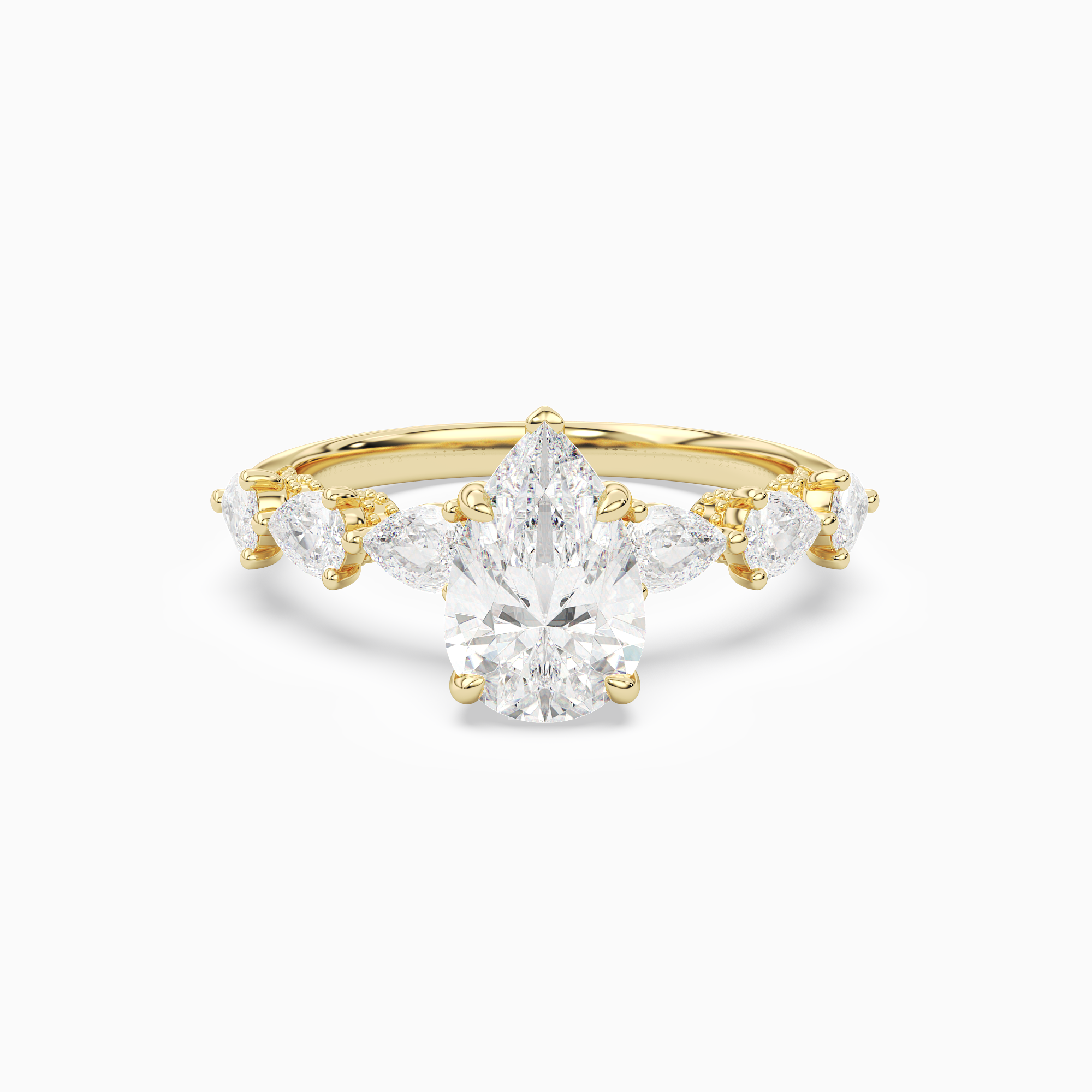 Pear Crescent Pear Side Stone in 18K Yellow Gold main white