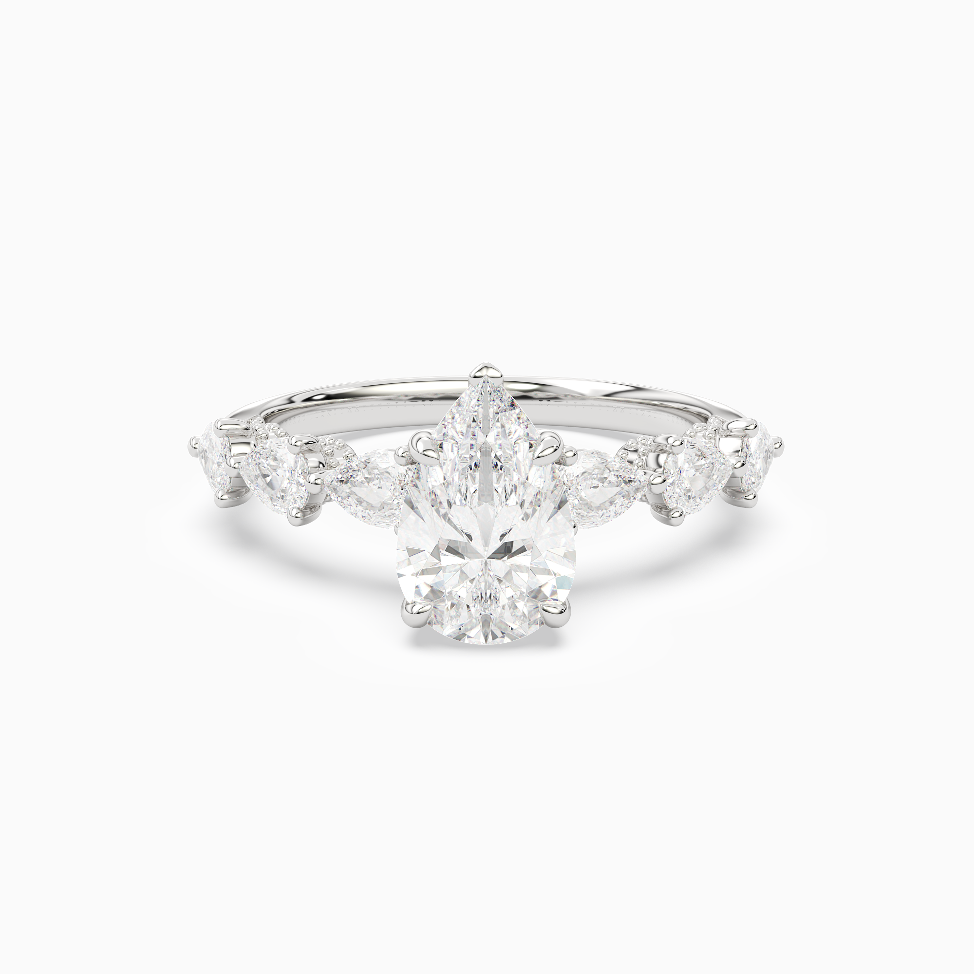 Pear Crescent Pear Side Stone in Platinum main white