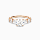 Round Crescent Pear Side Stone in 14K Rose Gold main white
