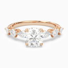 Round Crescent Pear Side Stone in 14K Rose Gold main white