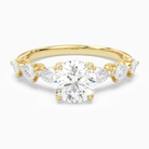 Round Crescent Pear Side Stone in 14K Yellow Gold main white