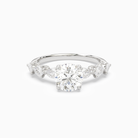 Round Crescent Pear Side Stone in 18K White Gold main white