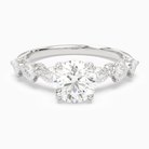 Round Crescent Pear Side Stone in 18K White Gold main white