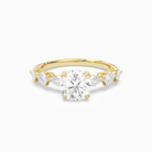 Round Crescent Pear Side Stone in 18K Yellow Gold main white