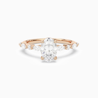 Oval Mixed-Shaped Shoulder Accent Ring in 14K Rose Gold main white